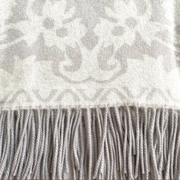Magaschoni Cashmere Throw Frosted Gray Grey Vintage/ White Pattern - Picture 4 of 6
